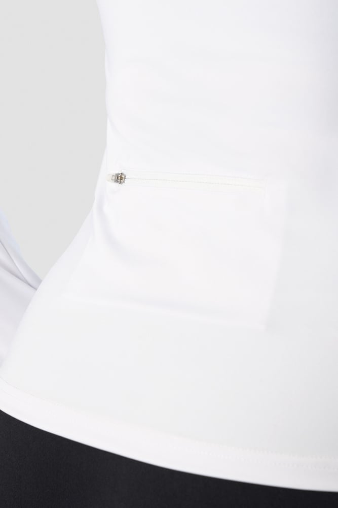 everyday long sleeve 1/4 stripe zipper white
