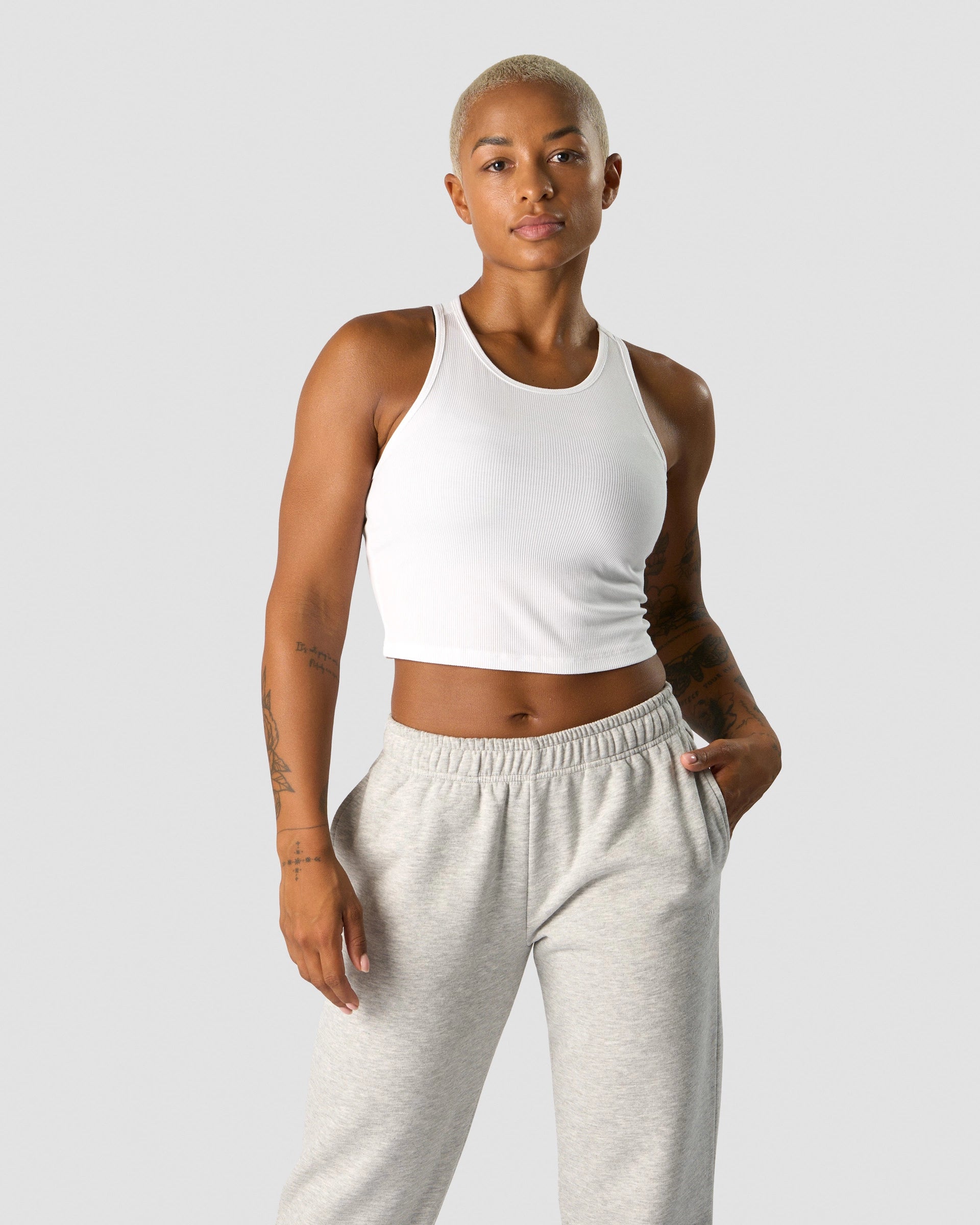 Nimble Cropped Tank Top - White - for kvinde - ICANIWILL - Toppe